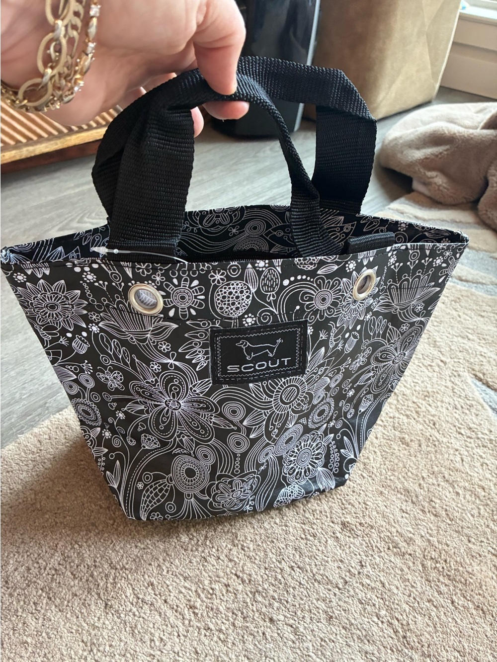 SCOUT Black & White Floral Small Tote
